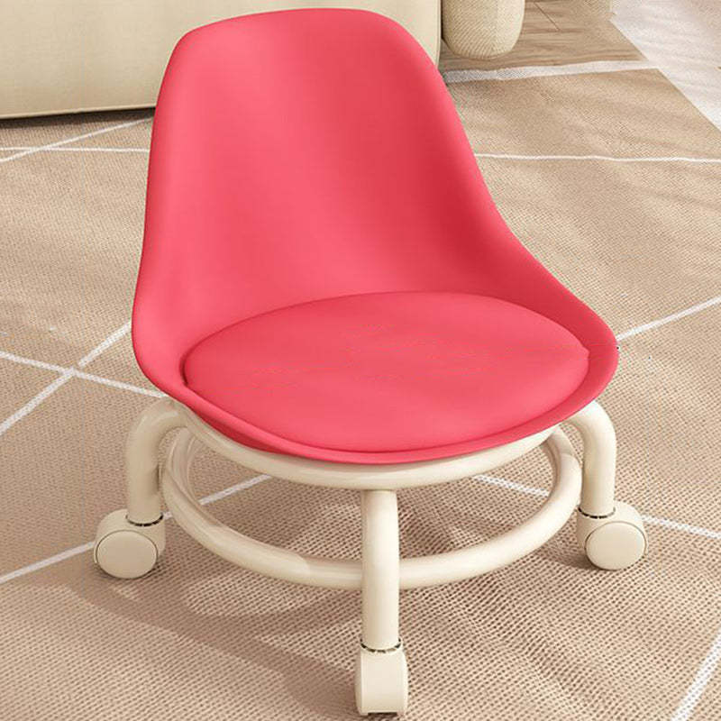 Scandinavian Kids Acrylic Leather Round Movable Low Stool — B - White