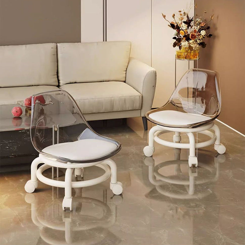 Scandinavian Kids Acrylic Leather Round Movable Low Stool