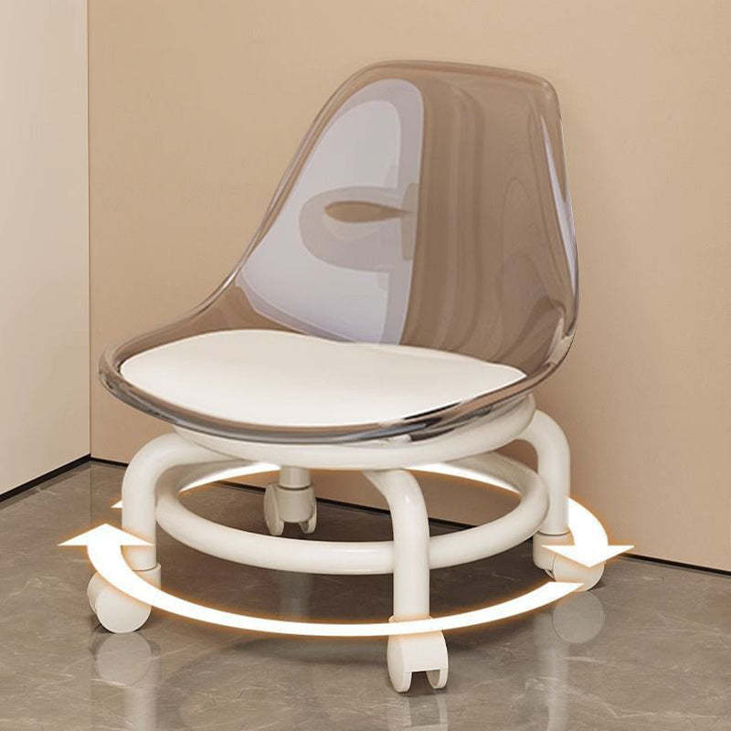 Scandinavian Kids Acrylic Leather Round Movable Low Stool