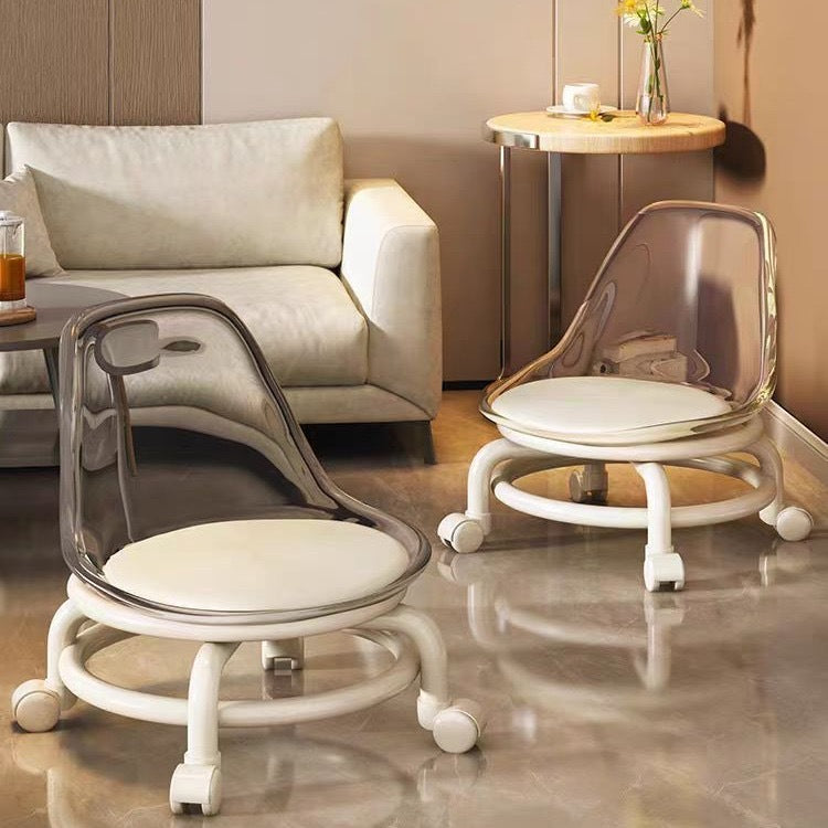 Scandinavian Kids Acrylic Leather Round Movable Low Stool — A - Gray