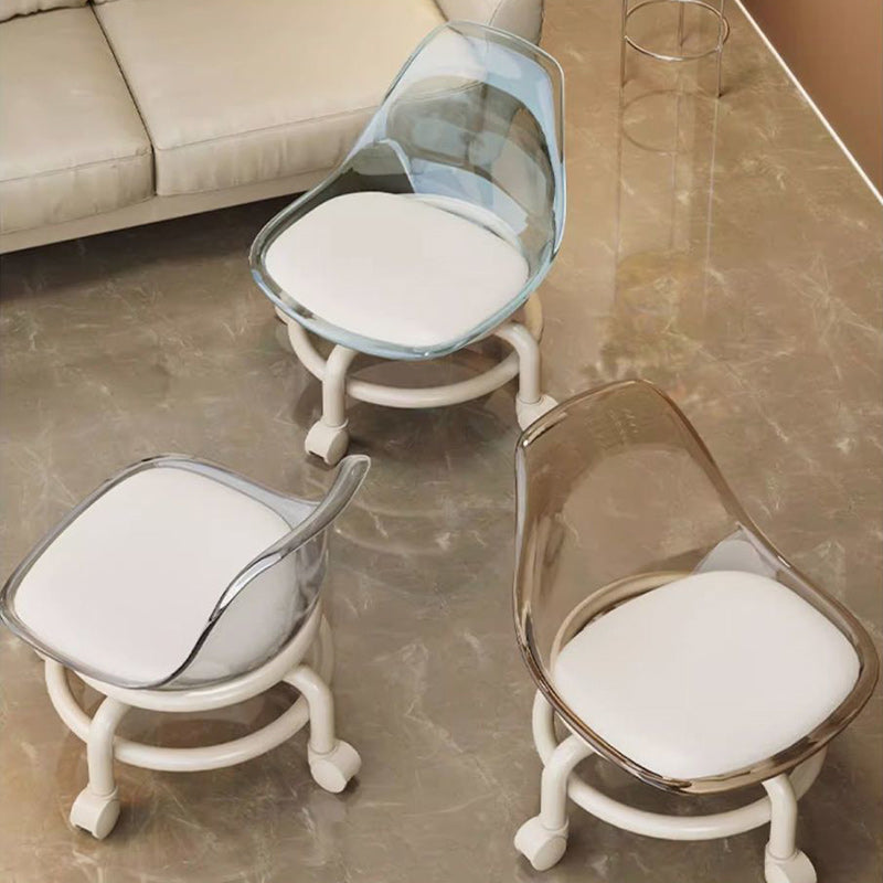 Scandinavian Kids Acrylic Leather Round Movable Low Stool