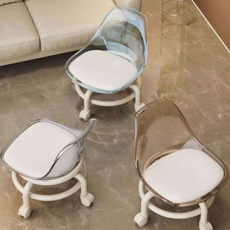 Scandinavian Kids Acrylic Leather Round Movable Low Stool