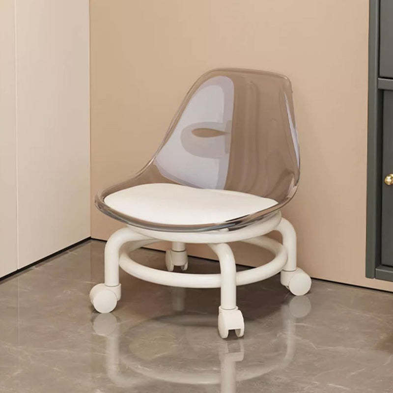 Scandinavian Kids Acrylic Leather Round Movable Low Stool — A - Tea Color