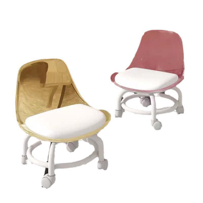 Scandinavian Kids Acrylic Leather Round Movable Low Stool