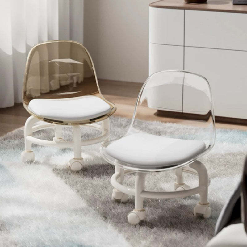 Scandinavian Kids Acrylic Leather Round Movable Low Stool