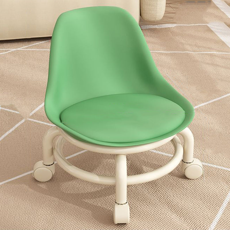 Scandinavian Kids Acrylic Leather Round Movable Low Stool — B - Green