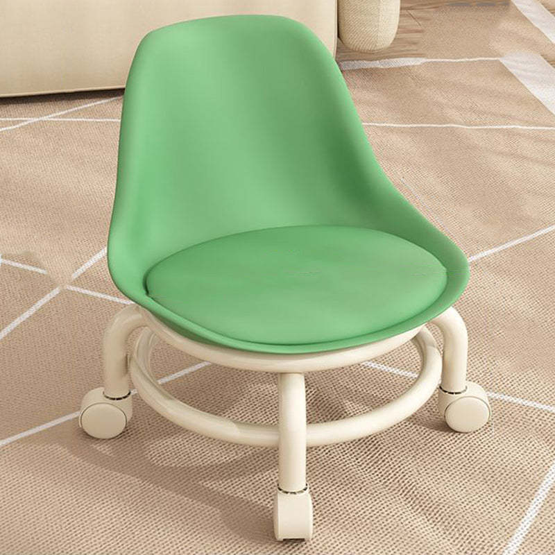 Scandinavian Kids Acrylic Leather Round Movable Low Stool — B - Green