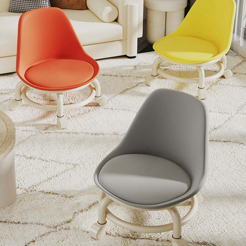 Modern Leather Wood Metal Checkered Low Stool