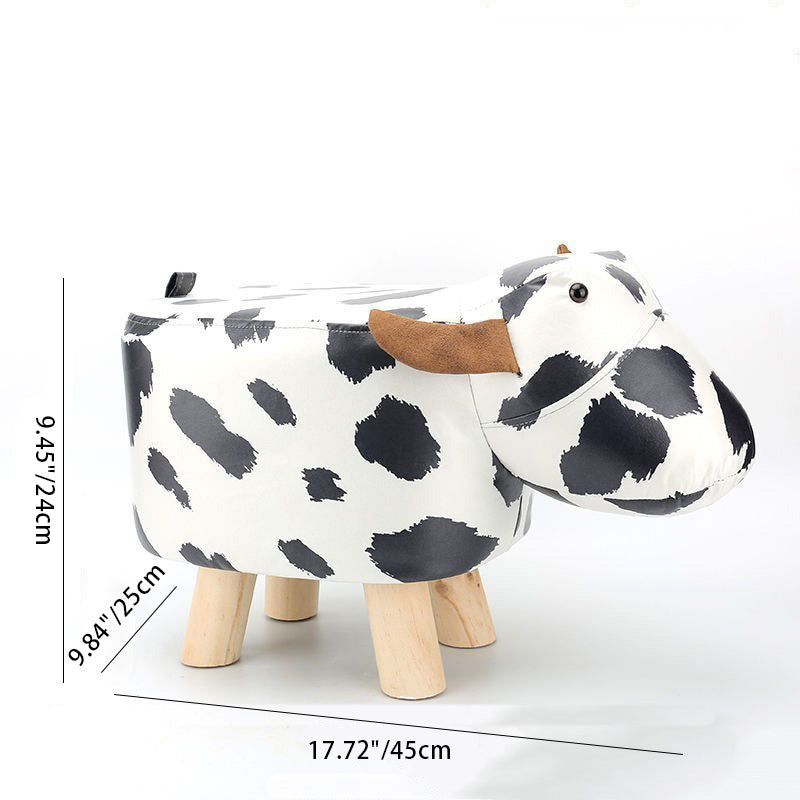 Contemporary Kids Elephant Fabric Wood Footstool — Pig - Pink