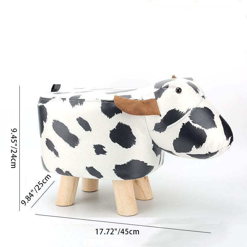 Contemporary Kids Elephant Fabric Wood Footstool — Pig - Pink