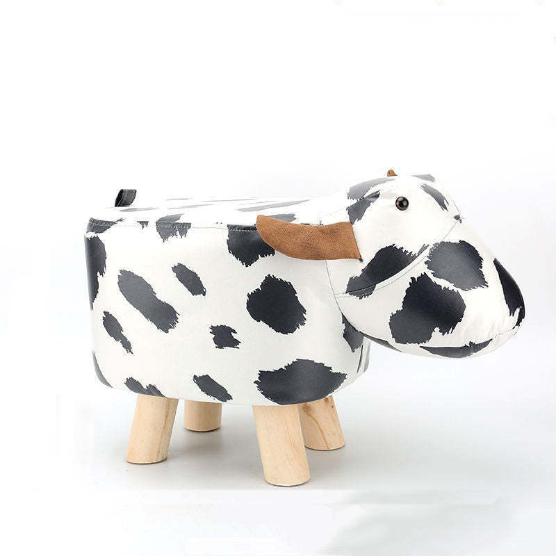 Contemporary Kids Elephant Fabric Wood Footstool