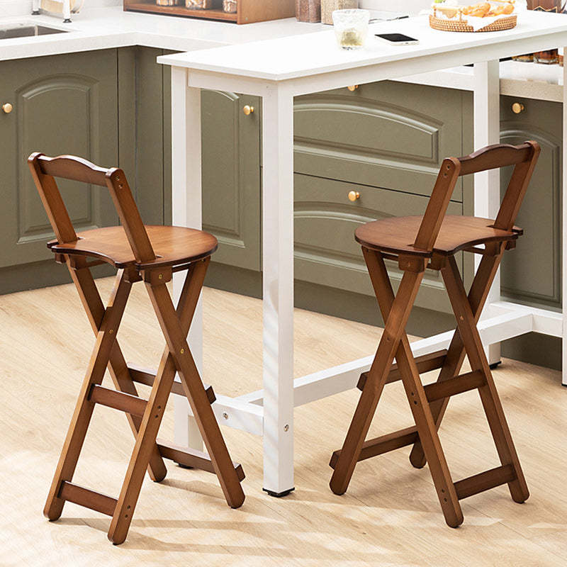 Modern Bamboo Round Foldable Bar Stool — Walnut Color