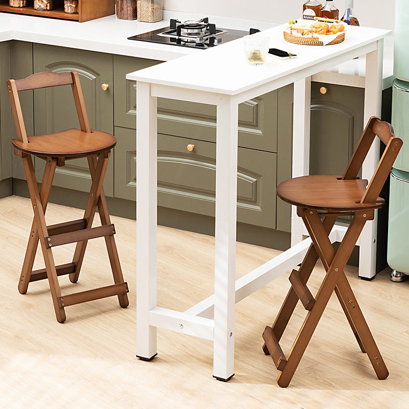 Modern Bamboo Round Foldable Bar Stool — Walnut Color