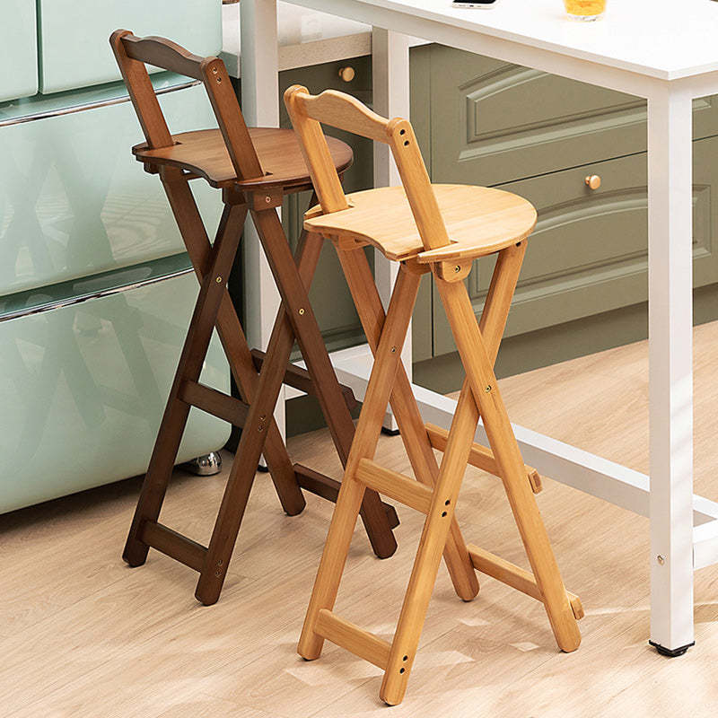 Modern Bamboo Round Foldable Bar Stool — Wood Color