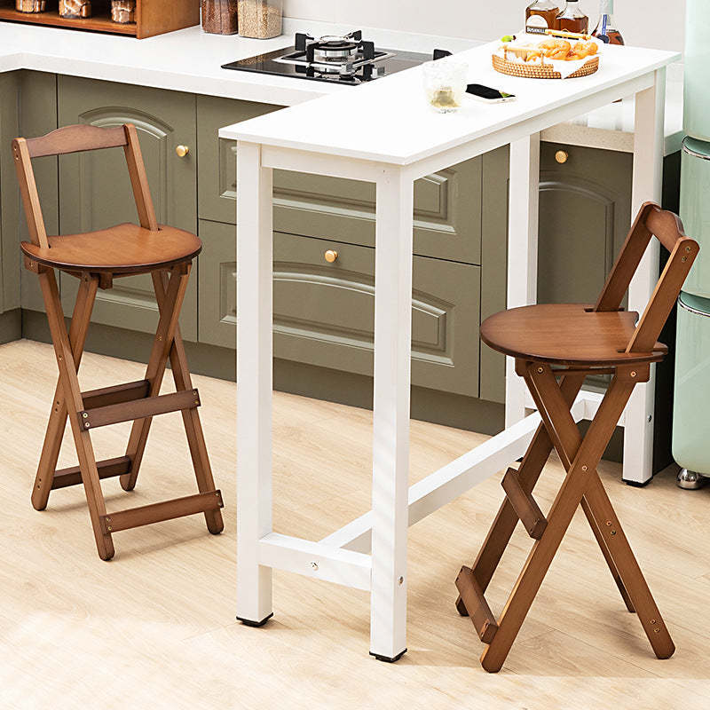Modern Bamboo Round Foldable Bar Stool — Walnut Color