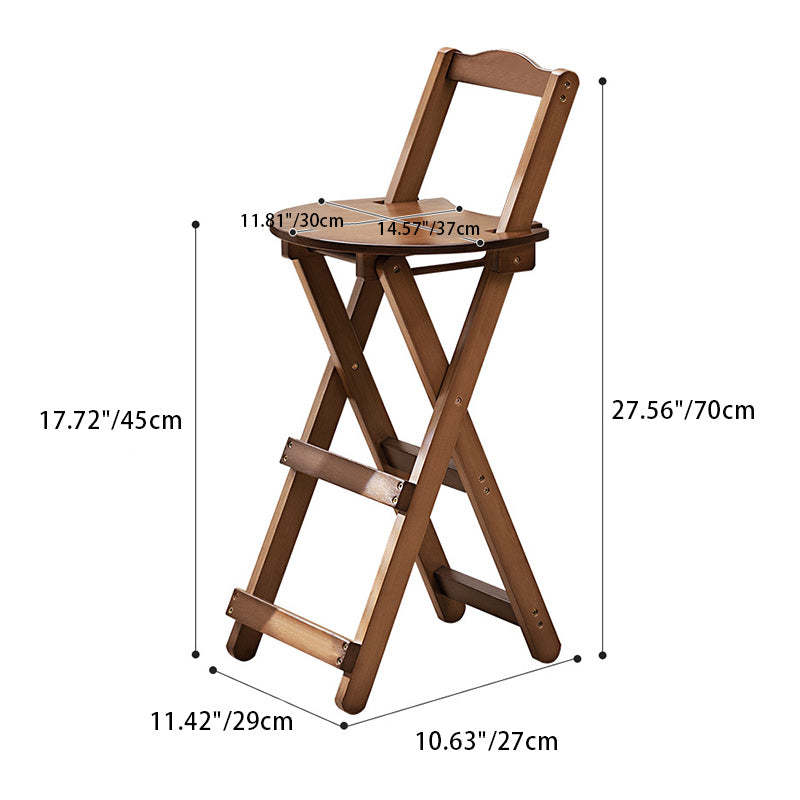 Modern Bamboo Round Foldable Bar Stool — Wood Color