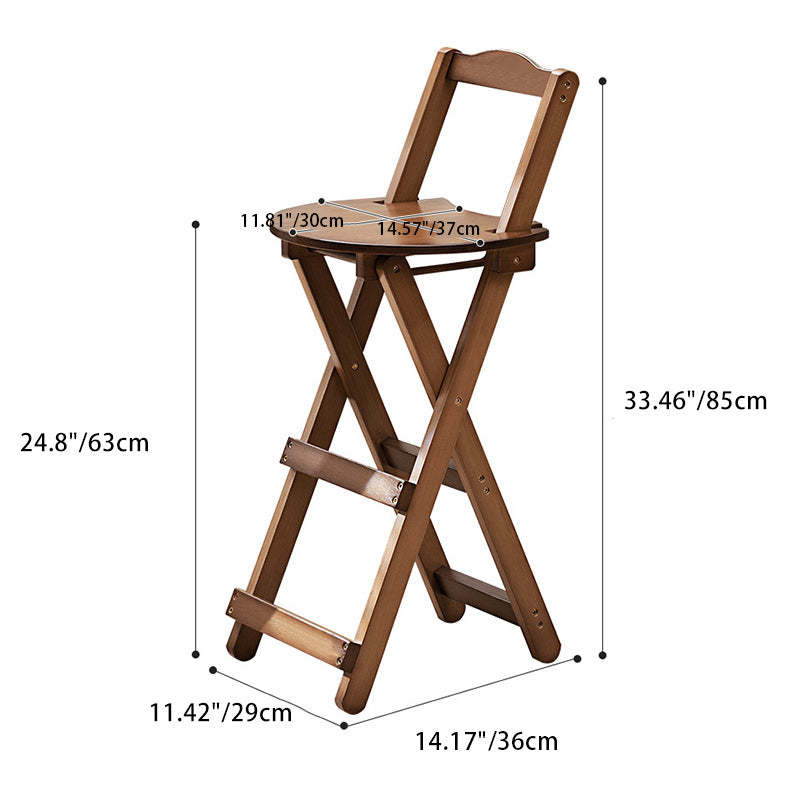 Modern Bamboo Round Foldable Bar Stool — Walnut Color