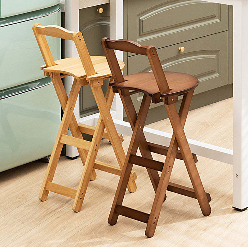 Modern Bamboo Round Foldable Bar Stool — Wood Color