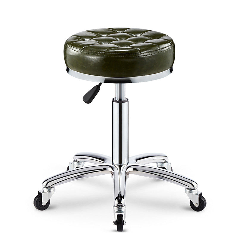 Modern Leather Checked Pattern Round Adjustable Bar Stool