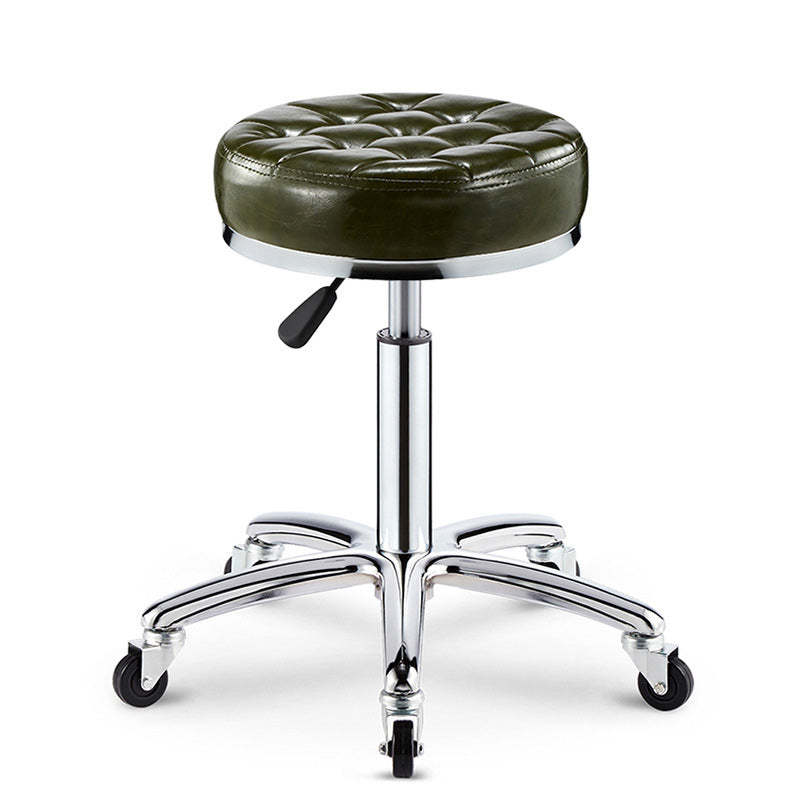 Modern Leather Checked Pattern Round Adjustable Bar Stool