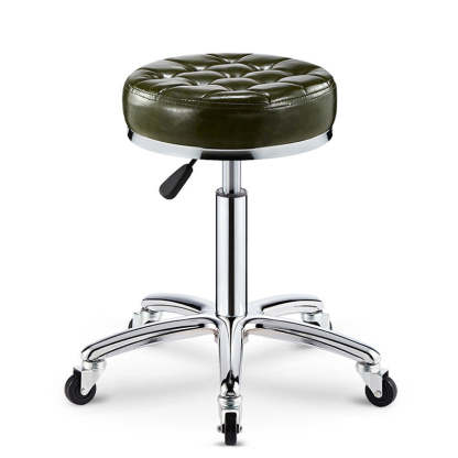 Modern Leather Checked Pattern Round Adjustable Bar Stool