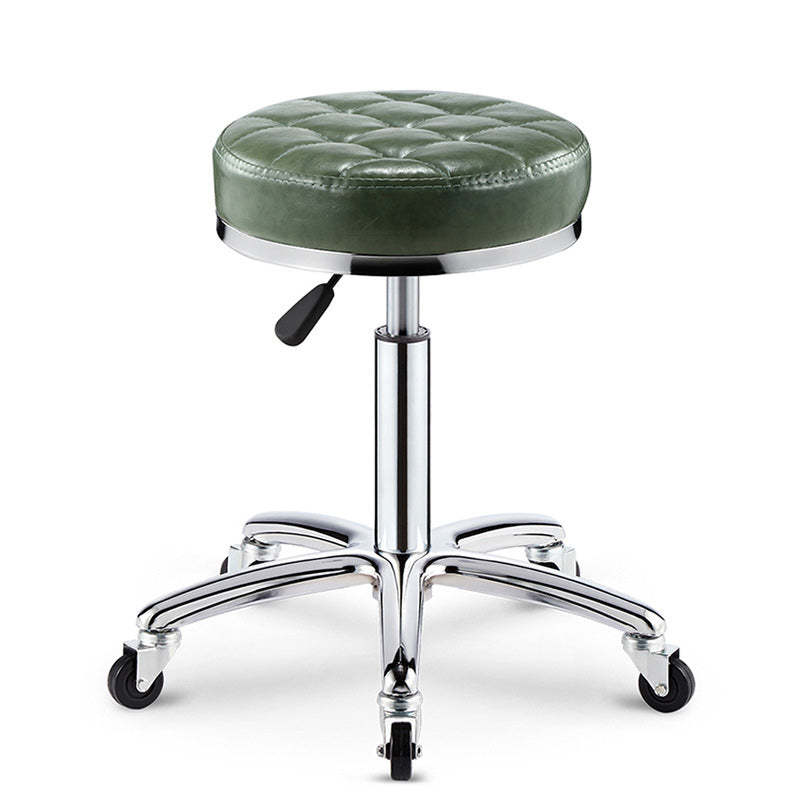 Modern Leather Checked Pattern Round Adjustable Bar Stool