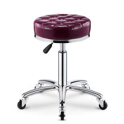 Modern Leather Checked Pattern Round Adjustable Bar Stool