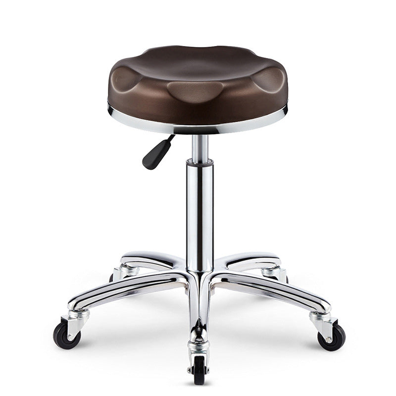 Modern Leather Checked Pattern Round Adjustable Bar Stool