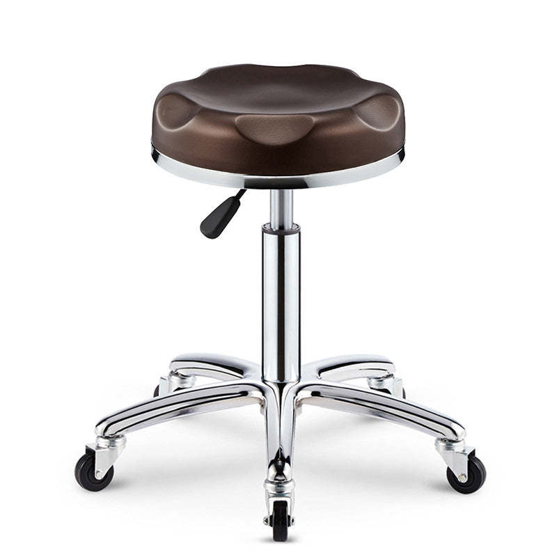 Modern Leather Checked Pattern Round Adjustable Bar Stool