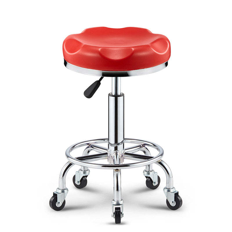 Modern Leather Checked Pattern Round Adjustable Bar Stool