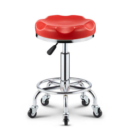 Modern Leather Checked Pattern Round Adjustable Bar Stool