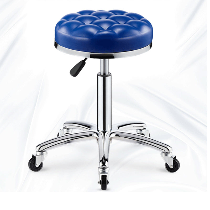 Modern Leather Checked Pattern Round Adjustable Bar Stool