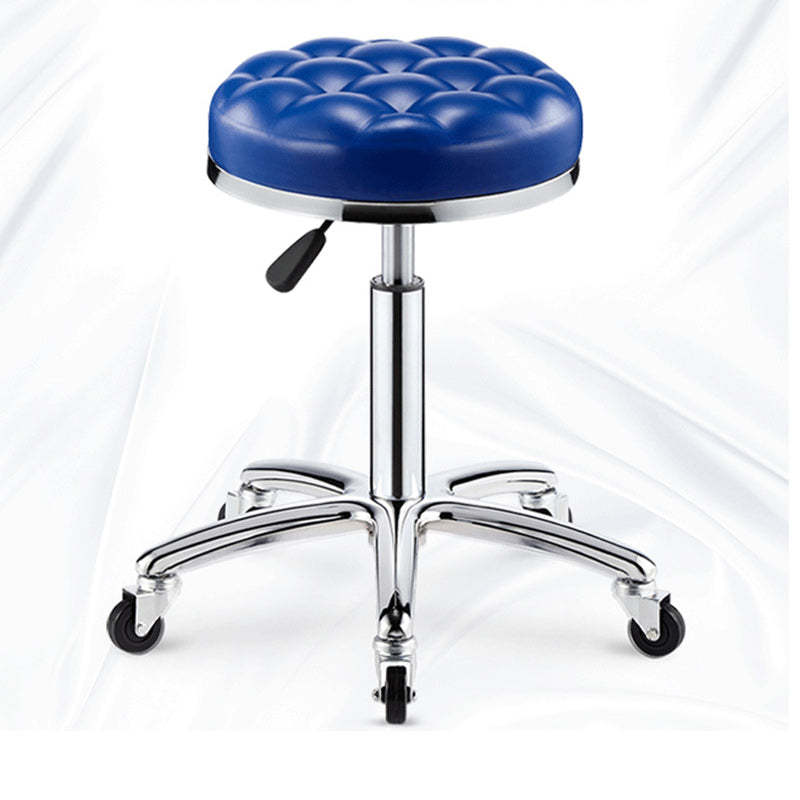 Modern Leather Checked Pattern Round Adjustable Bar Stool