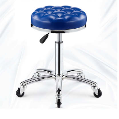 Modern Leather Checked Pattern Round Adjustable Bar Stool