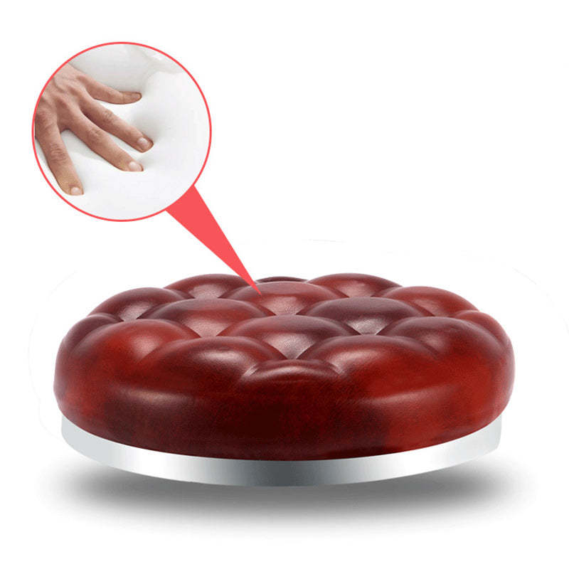 Modern Leather Checked Pattern Round Adjustable Bar Stool — Red - B