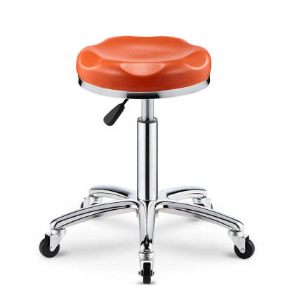 Modern Leather Checked Pattern Round Adjustable Bar Stool — Light Green - A
