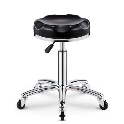Modern Leather Checked Pattern Round Adjustable Bar Stool — Dark Red - C