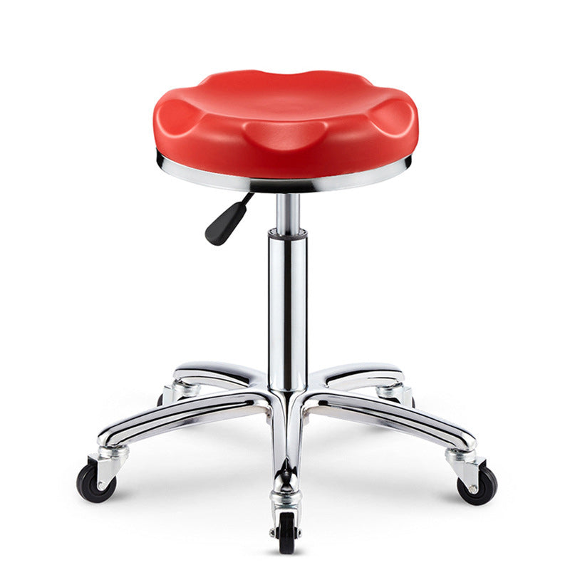 Modern Leather Checked Pattern Round Adjustable Bar Stool — Purple - A