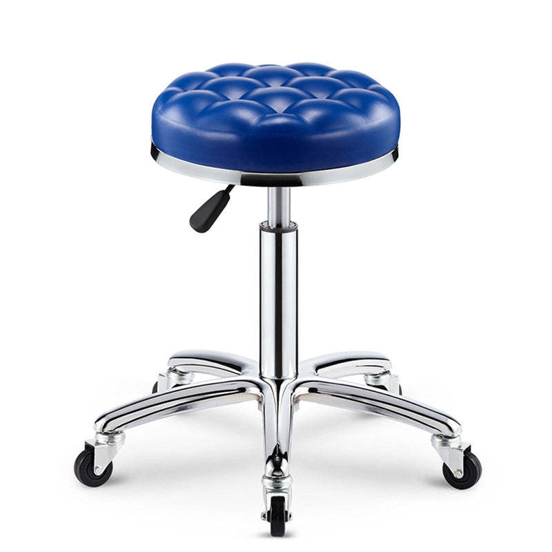Modern Leather Checked Pattern Round Adjustable Bar Stool