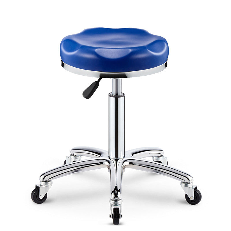 Modern Leather Checked Pattern Round Adjustable Bar Stool