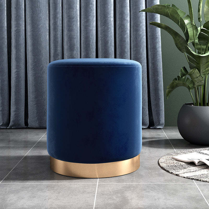 Scandinavian Velvet Iron Cylinder Footstool Backless — Pink - Velvet