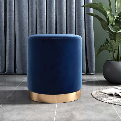 Scandinavian Velvet Iron Cylinder Footstool Backless — Pink - Velvet