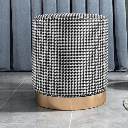 Scandinavian Velvet Iron Cylinder Footstool Backless