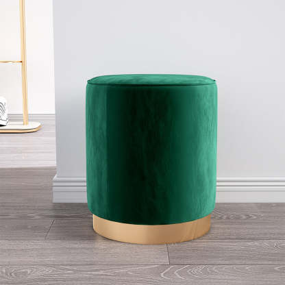 Scandinavian Velvet Iron Cylinder Footstool Backless — Blue - Velvet