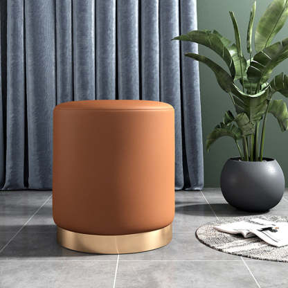 Scandinavian Velvet Iron Cylinder Footstool Backless
