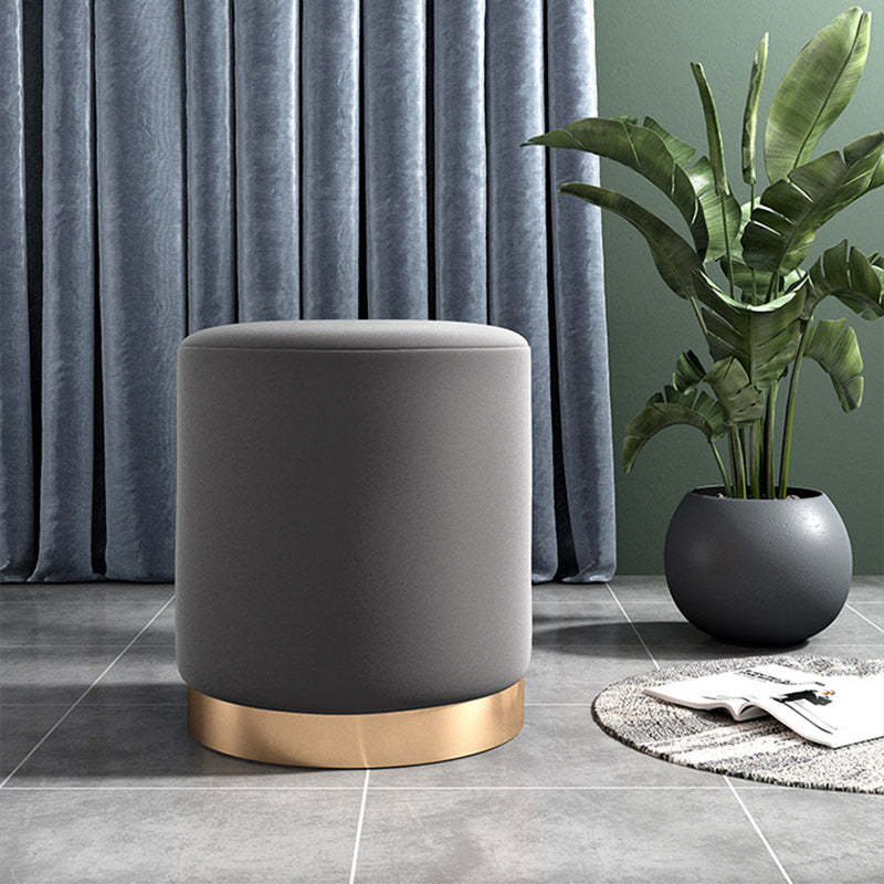 Scandinavian Velvet Iron Cylinder Footstool Backless