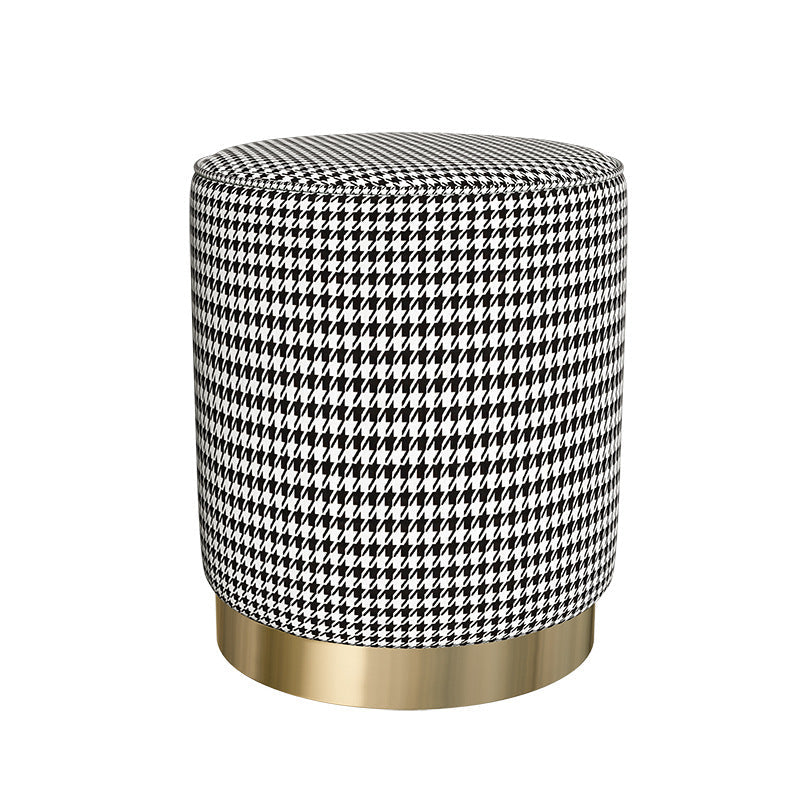 Scandinavian Velvet Iron Cylinder Footstool Backless