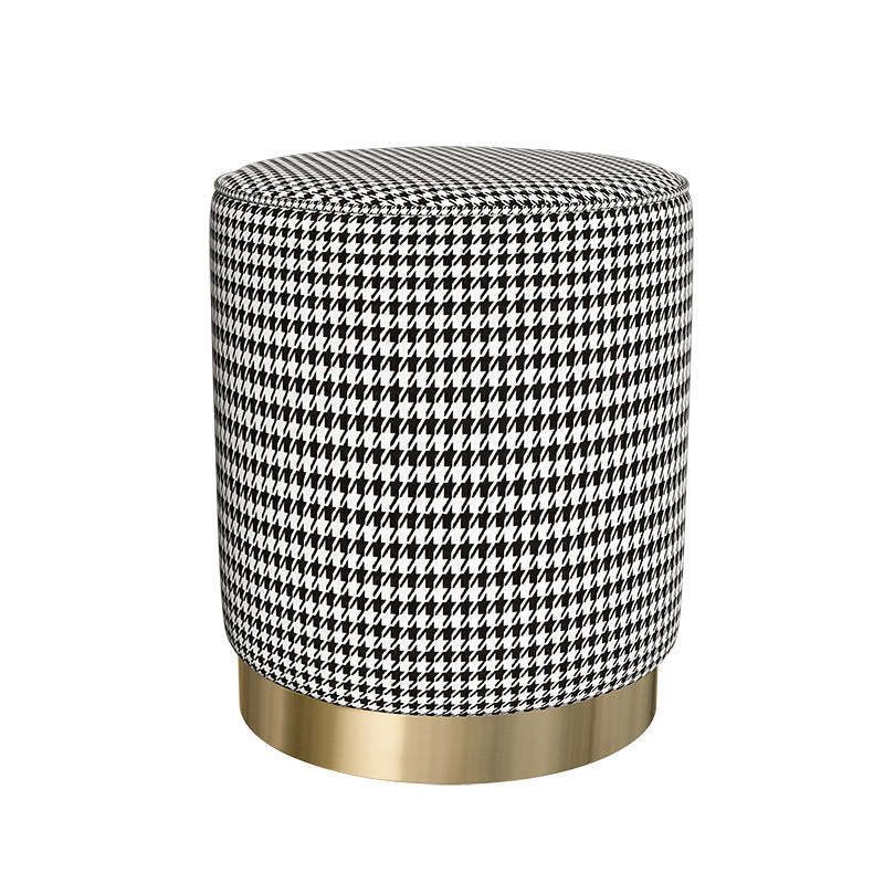 Scandinavian Velvet Iron Cylinder Footstool Backless