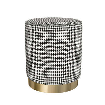 Scandinavian Velvet Iron Cylinder Footstool Backless