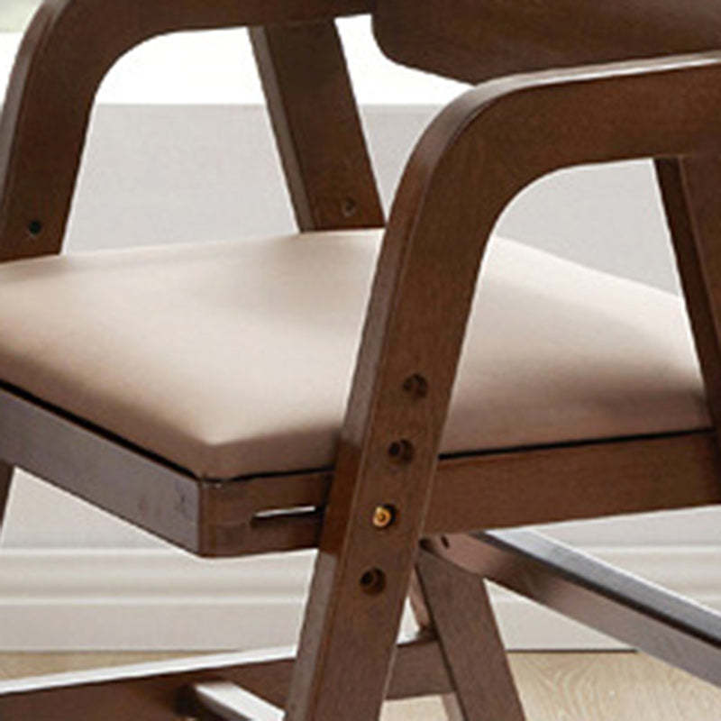 Modern Kids Rubber Wood Fabric Adjustable Desk Chair — C - Brown Cushion / Wood Color